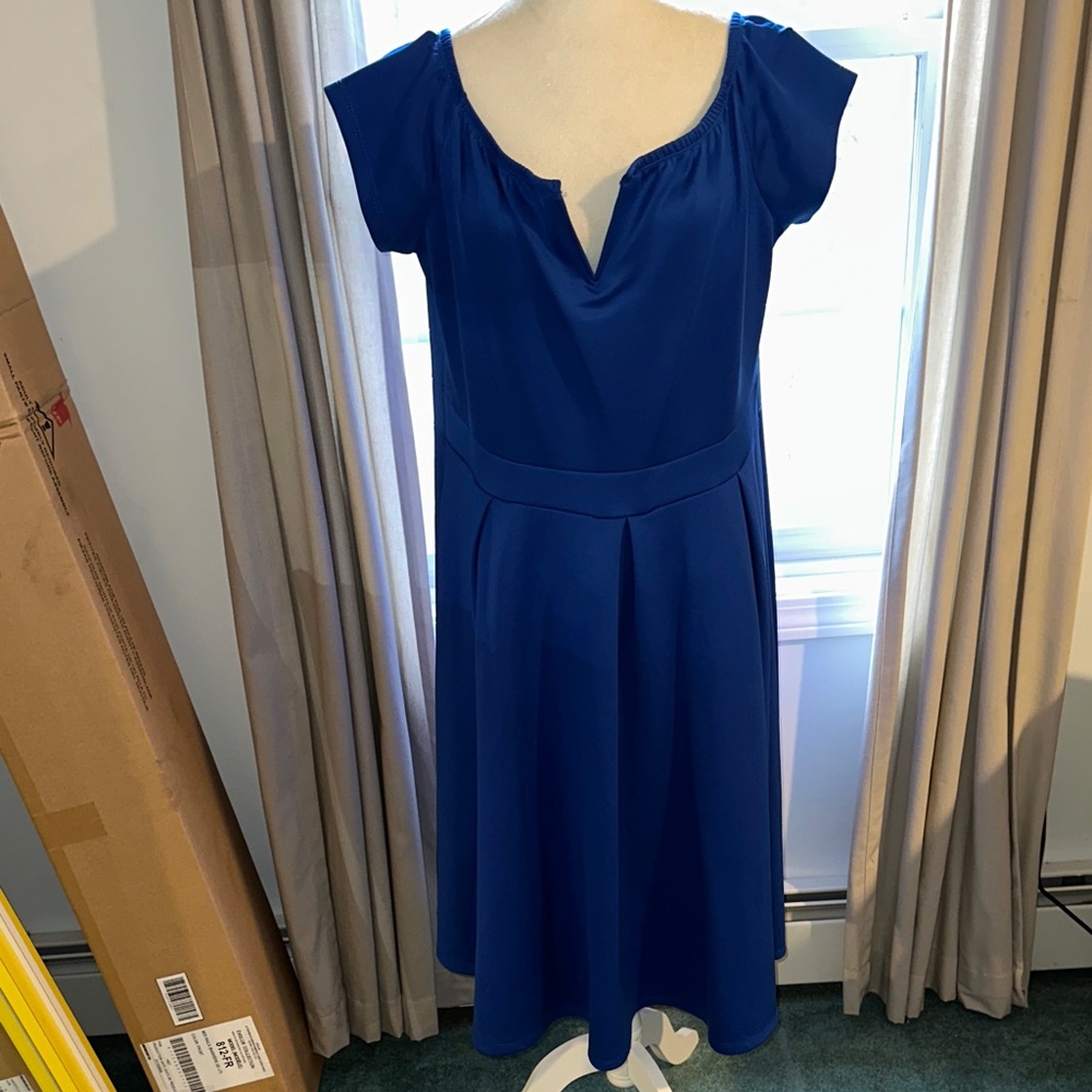 Blue Off Shoulder Women's Dress